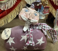 RARE HANDPAINTED STUFFED SANTA PRIMITIVE CHRISTMAS DOLL FIGURE FOLK ART 7.5"