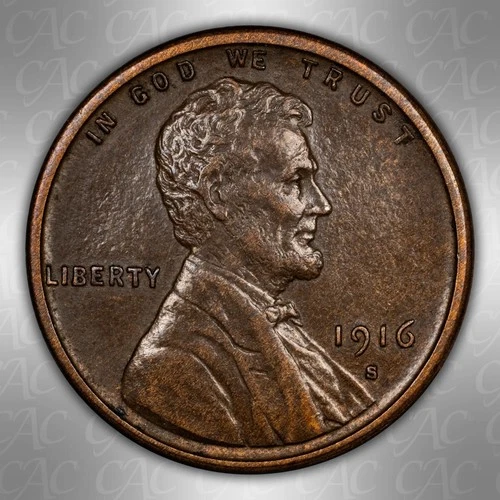 1916-S Lincoln Cent CACG XF-45 CAC - Perfect XF!!