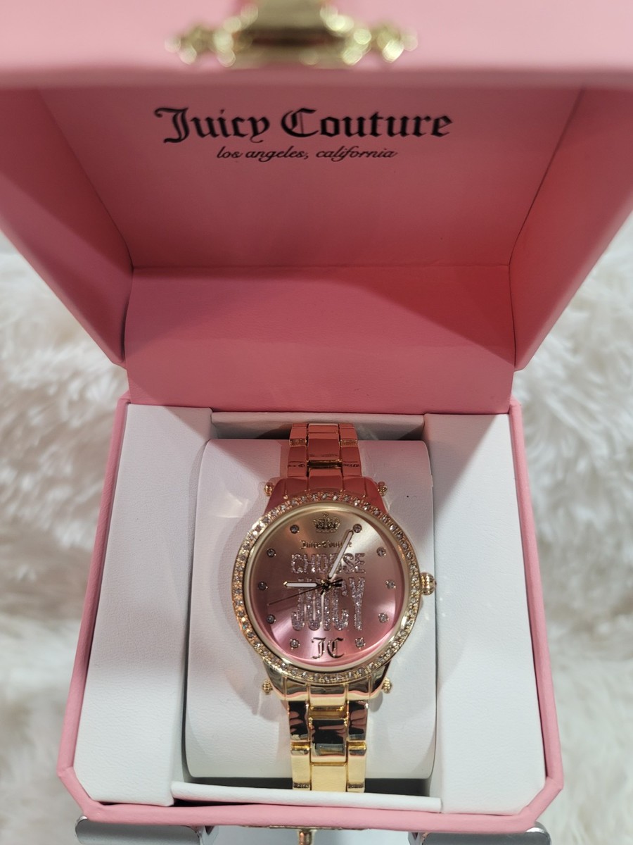 Juicy Couture Pink Dial Goldtone Embellished Women\'s Watch Juicy Couture Pink Bling Gold Tone Watch 1901268 NEW BATTERY  main image 2