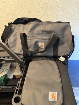 Carhartt Medium 15L Gray/Black Duffle Gym Bag Zip Strap + Drawstring Pouch