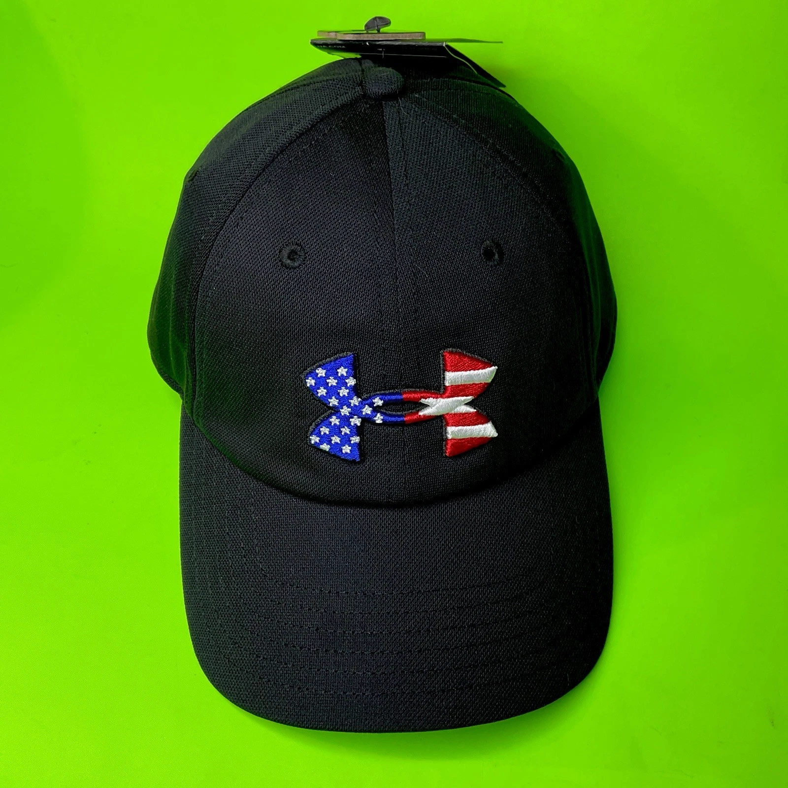 UNDER ARMOUR UA Classic Fit Men’s Hat ONE SIZE Black w/U.S. Flag NEW