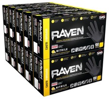 SAS Safety 66519 Raven 6 mil Black Nitrile Disposable Gloves - 1000 Count X-Larg