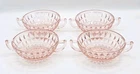 4 Windsor Depression Handled Cream Soup Bowls 5" dia Pink Jeanette Vtg 1936 Rare
