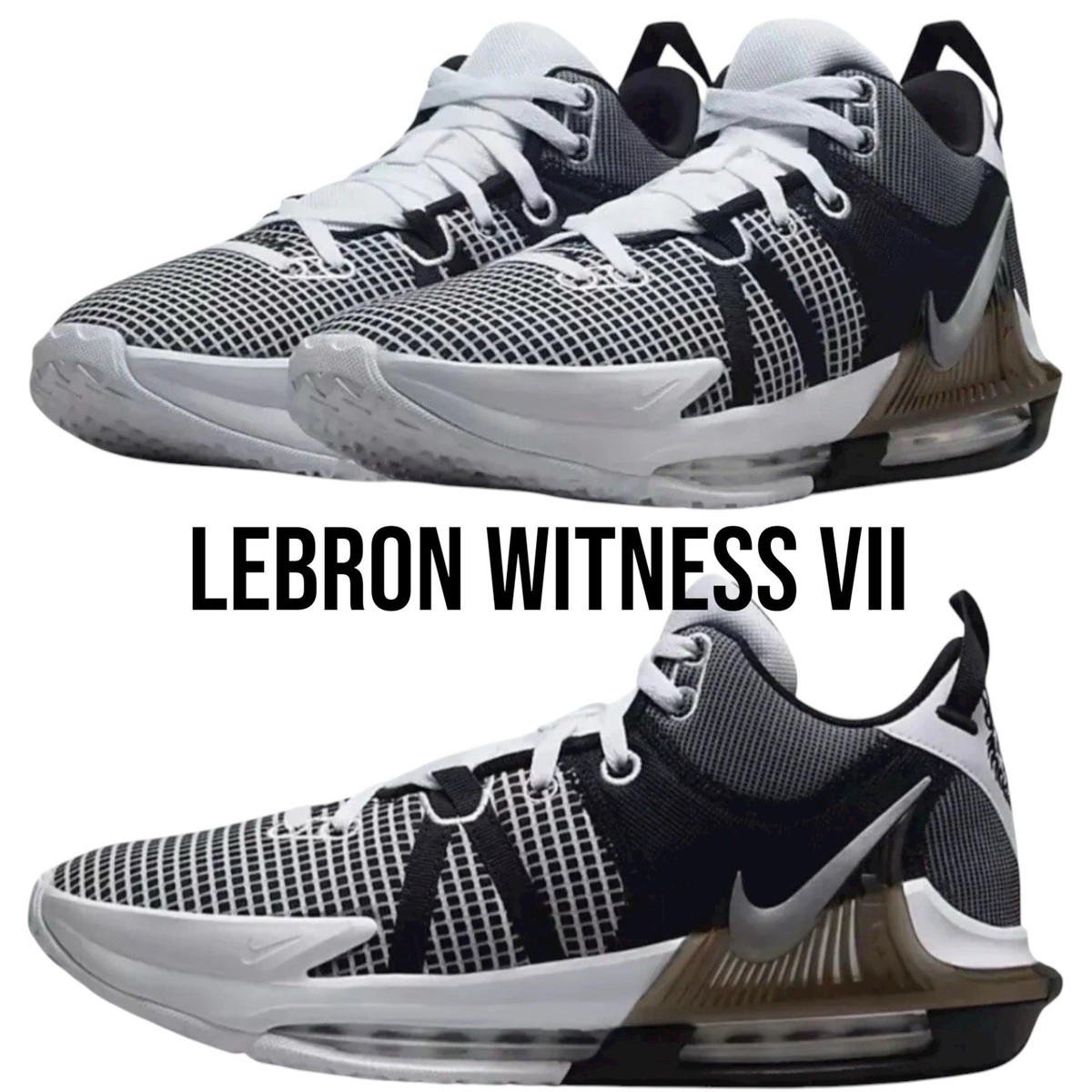 シューズ(男性用) NIKE LeBron Witness VII Nike Lebron Witness VII DM1123-100 White/Black Basketball Shoes
