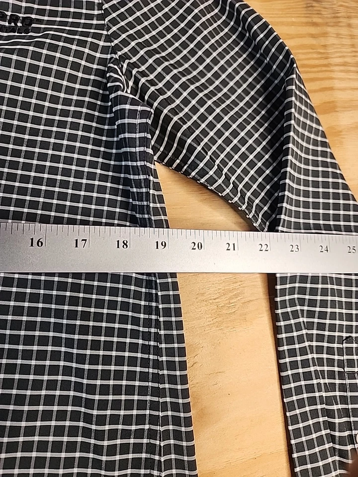 Camisa de manga larga ligera de microfibra a cuadros negros con logotipo de Sitepro para mujer XL Foto 3 de 4