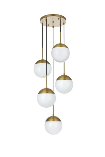 Elegant Lighting LD6074 Eclipse 5 Light 18"W Multi Light Pendant - Brass - Picture 4 of 12