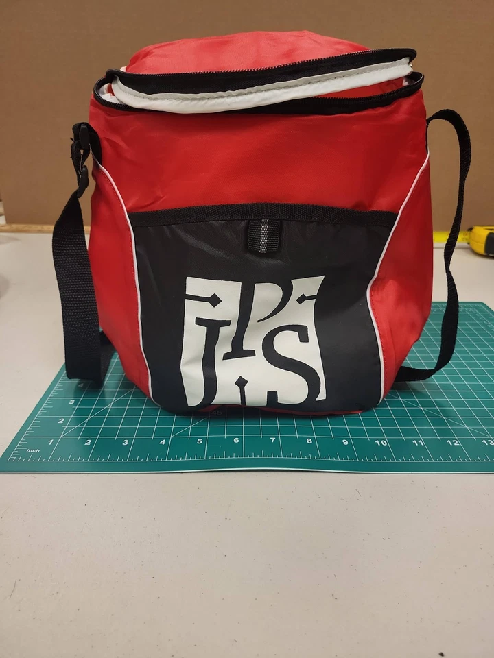 Bolsa de almuerzo aislada JPS roja negra bolsa refrigeradora trabajo escuela picnic viaje bolso de mano Foto 4 de 4