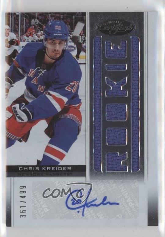 2012 Certified Freshman Fabrics 361/499 Chris Kreider #183 Rookie Auto RC 03hd