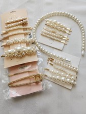 Assorted Hair Accessories Goldtone Pearls And Crystal