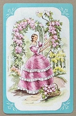Pretty Lady Garden View Vintage Single Swap Playing Card