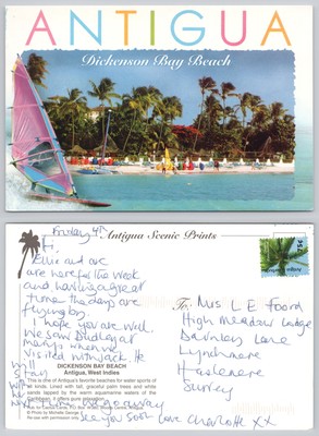 c29478 Dickenson Bay Beach Antigua Postkarte 2008 Briefmarke