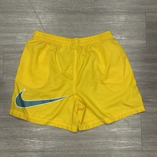Vintage Nike Nylon Athletic Yellow Green Shor...
