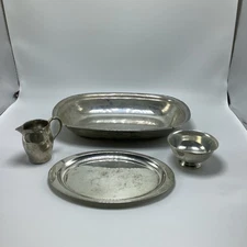 Reed & Barton Paul Revere Mayflower Dish, Plate, Miniature Bowl & Pitcher 4 Pc