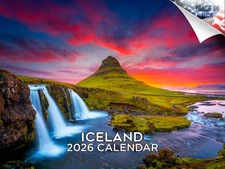 Iceland Wall Calendar 2026 12x18 Made in USA