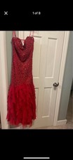 Red Formal Evening Beaded Dress BG Haute