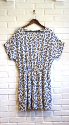 jumper skort size 3x white blue leopard print Spin U.S.A lined elastic waist