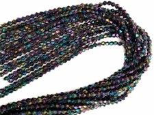 98 Czech Glass Bicone Shape Fire Polished Beads 4mm Jet Violet Iris, P774