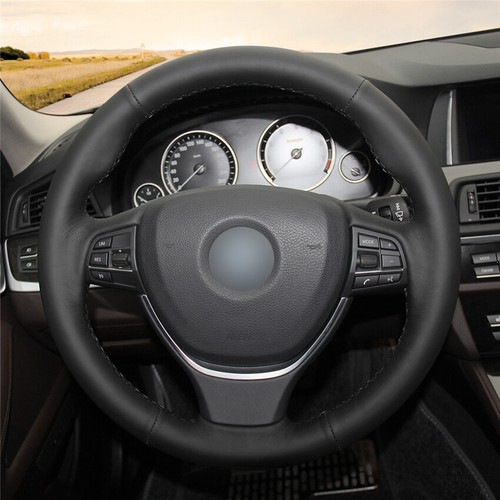 For BMW F07 Steering Wheel Cover Suede Steering Wheel Wrap Black Leather DD - Picture 4 of 12
