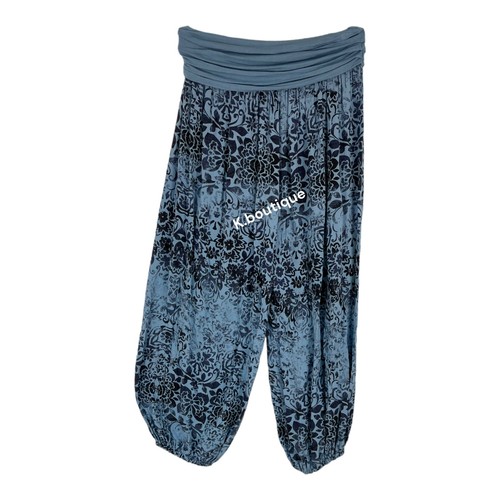 Damas Mujeres Italiano Lagenlook Estampado Floral Viscosa Boho Harén Ali Baba Pantalones - Imagen 39 de 96