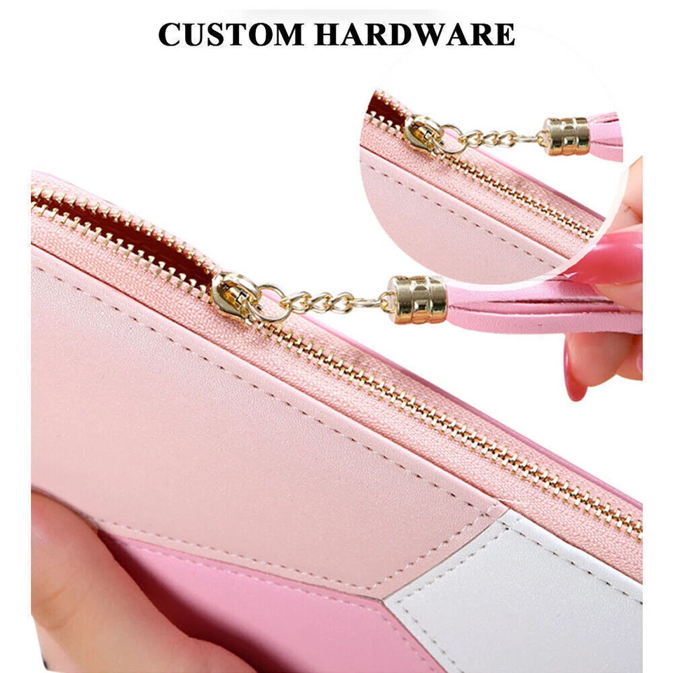 Mujer Dama Cartera RFID Bloqueo Cuero Tarjeta de Crédito Teléfono Cartera de Viaje Foto 4 de 4