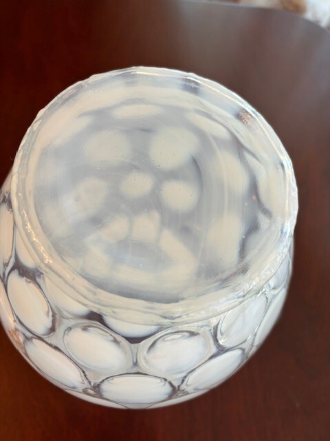 VINTAGE FENTON ART GLASS OPALESCENT COIN DOT RUFFLED EDGE PITCHER 9 1/2 ...
