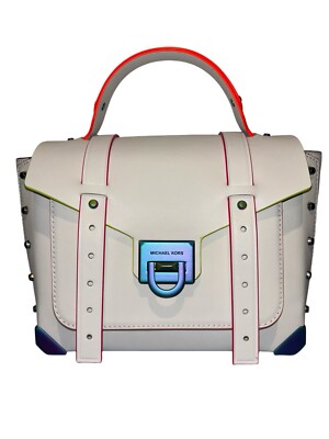 Michael Kors Manhattan Optic White Medium School Satchel Leather