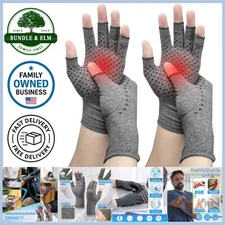 Compression Gloves Hand Arthritis Carpal Tunnel Support Fingerless Breathable