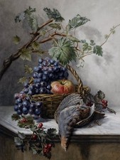 FRUIT BIRD by H. Haas basket grape Tile Mural Kitchen Backsplash Marble Ceramic
