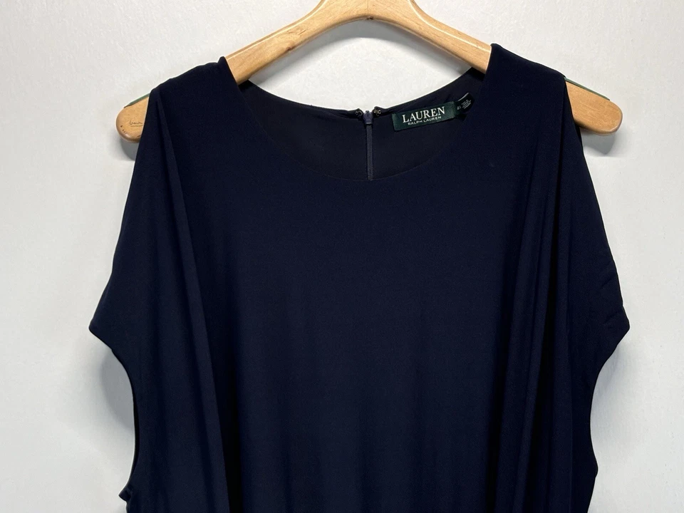 Lauren Ralph Lauren Jumpsuit One Piece Sz 2X Plus Navy Stretch Belted - Image 2 of 4