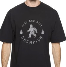 Bigfoot T Shirt Mens 2XL Sasquatch Hide and Seek Champion Graphic Funny Black