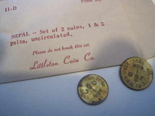 NEPAL SET OF 2 COINS-1&2 PAISA-LITTLETON COIN CO