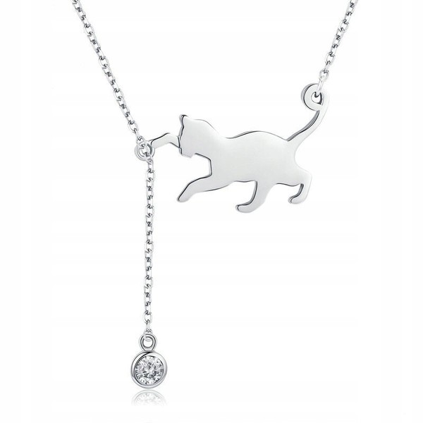 Fraise Kette Halskette Katze Tier Haustier Silber S925-image