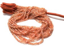 SUNSTONE RONDELLE FACETED GEMSTONE BEADS 3mm 6"INCH 1 STRAND 55 PIECE NATURAL
