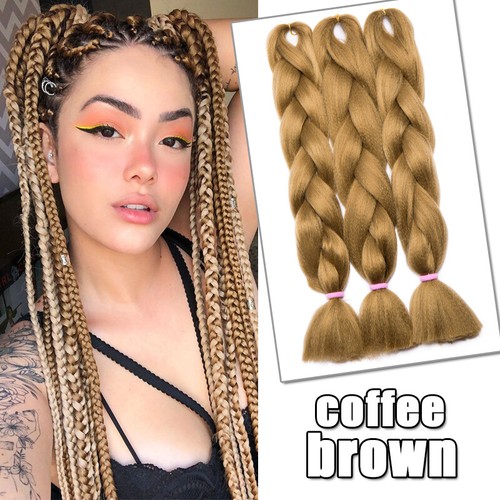 Crochet Jumbo Braiding Hair Extensions Afro Colored Box Braids Strand Natural AU - Picture 21 of 56