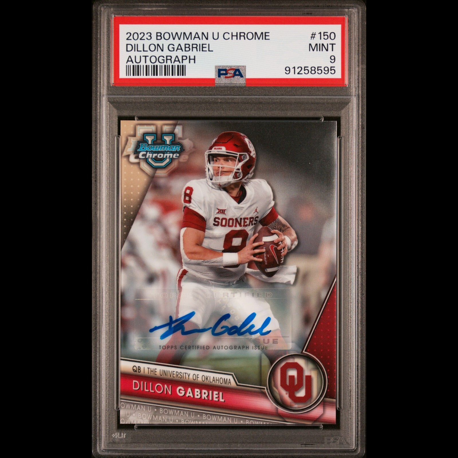 2023 BOWMAN UNIVERSITY CHROME DILLON GABRIEL ROOKIE CARD # 150 AUTO PSA 9