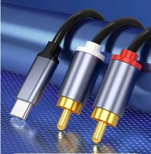USB Type-C to 2 RCA Male Stereo Audio Cable USB-C Jack Converter Adapter Cord