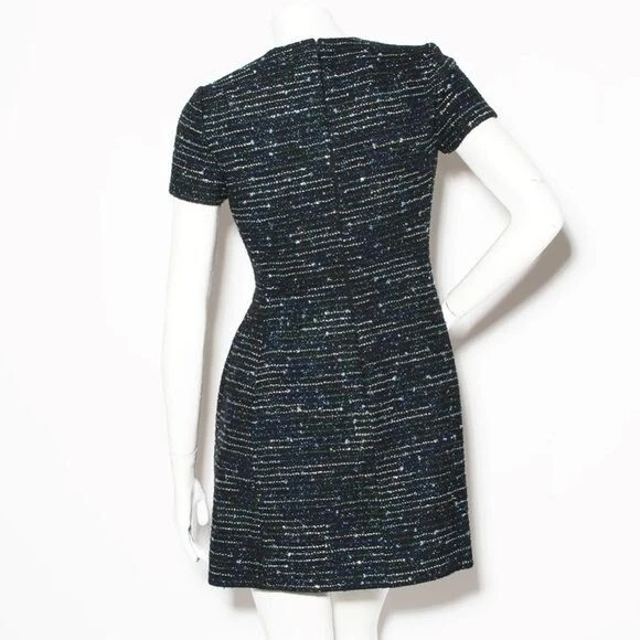 Abito Christian Dior in tweed nero con lurex colorato scintillante e dettagli paillettes