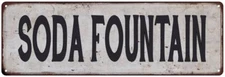 SODA FOUNTAIN Vintage Look Rustic Metal Sign Chic Retro 106180035138