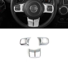 For Jeep Wrangler JK 11-2017 Chrome Silver Front Steering Wheel Frame Cover Trim