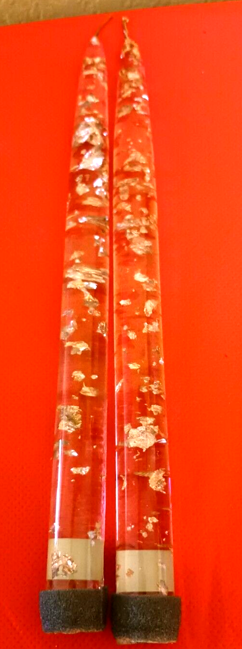 *LOT OF 2 VINTAGE 10" TALL MIDCENTURY CLEAR LUCITE TAPER CANDLES W