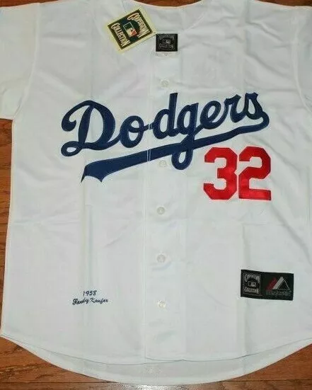 SANDY KOUFAX Los Angeles Dodgers THROWBACK MAJESTIC 2 PATCH JERSEY