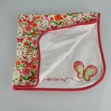 Vtg Gymboree 2008 Pink White Green Butterfly Spring Flower Blanket Flutter By