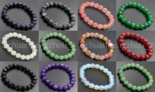 4/6/8/10mm Faceted Multicolor Natural Gems Round Beads Elastic Bracelet 7.5''