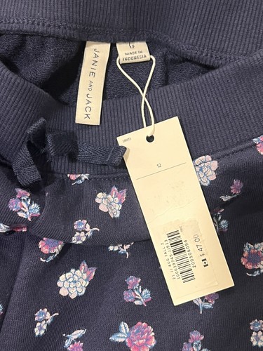 Size 12 New JANIE and JACK Girls Cuffed Flower & Navy Knit pants - Picture 5 of 5