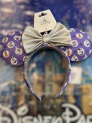 Disney100 Platium and Purple Mickey & Friends Loungefly Minnie Ear Headband Disney Parks 100th Platinum Mickey Minnie & Friends Ear  main image 3