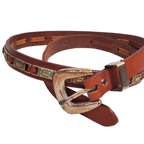 FOSSIL Sz M Solid Brown Genuine Leather Gold Brass Tone  display picture 1