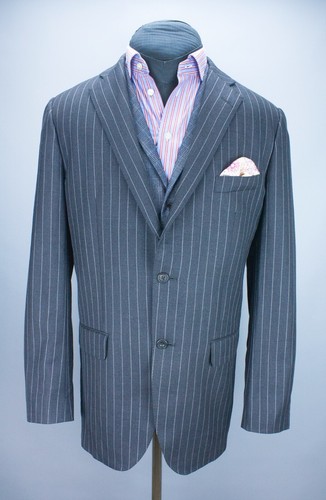 VTG Aquascutum London Mens 2Btn Jacket Grey Striped Size 44L Casual Blazer - Picture 2 of 13
