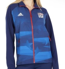 NWT Adidas Women USA Volleyball Warm Up Full Zip Track Jacket FK1034 Size L-TALL