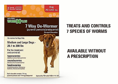  SENTRY Worm X Plus 7 Way DeWormer Large Dogs 2 count Treatment & Control Safe