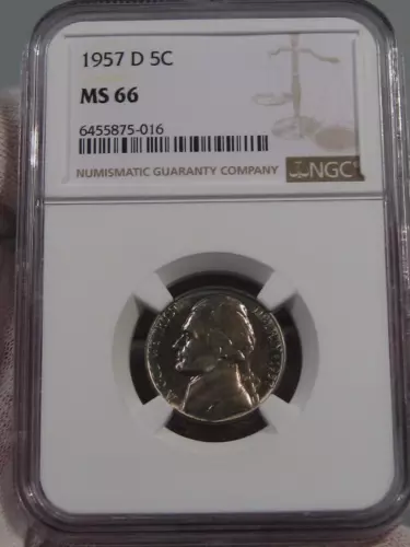 BU GEM 1957-d Jefferson Nickel NGC MS66.  #34